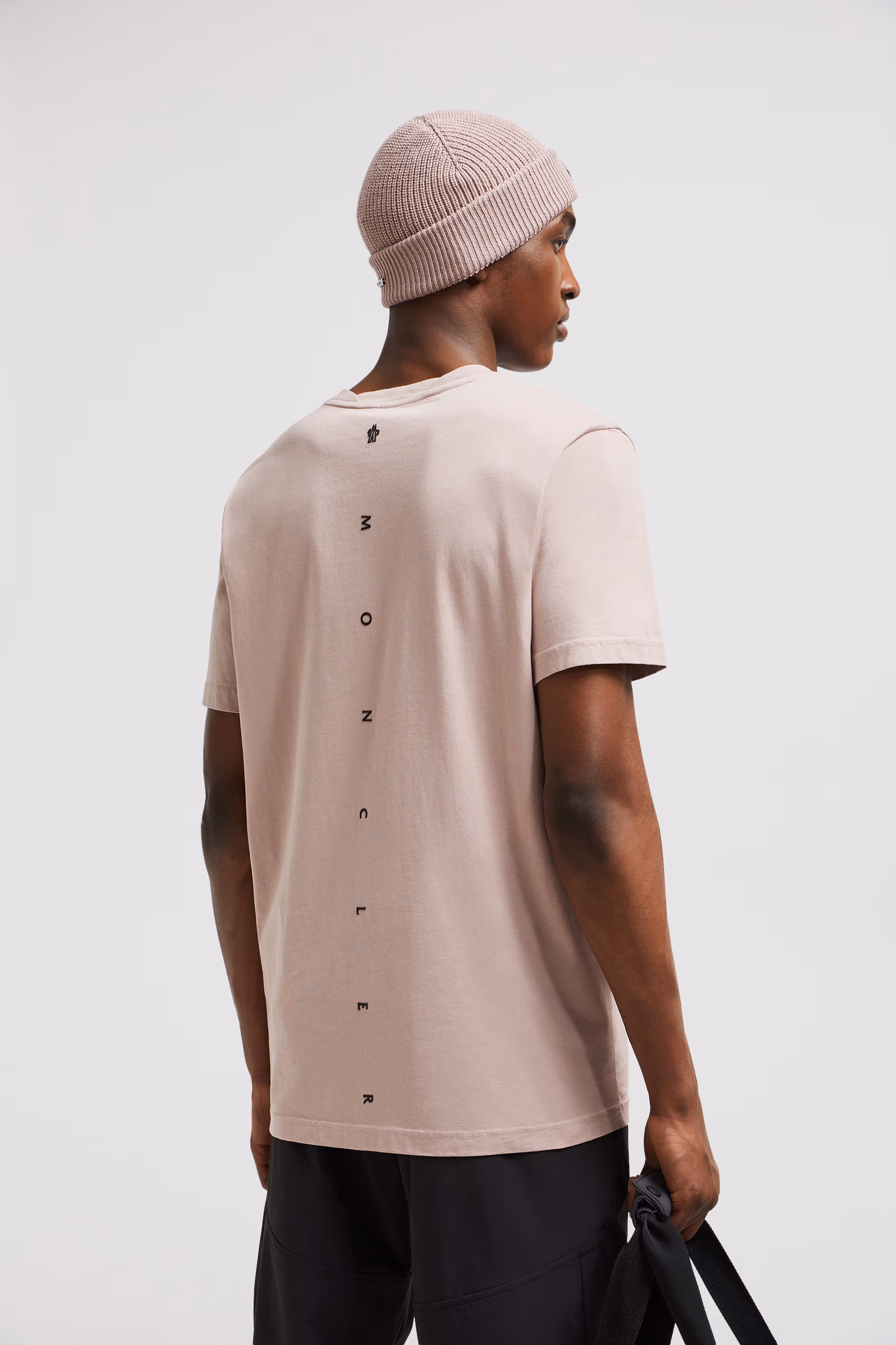 Back Logo Cotton T-Shirt Men Light Pink Moncler 0